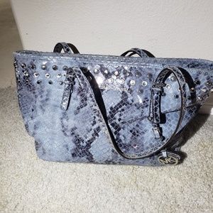 Michael Kors blue snakeskin purse